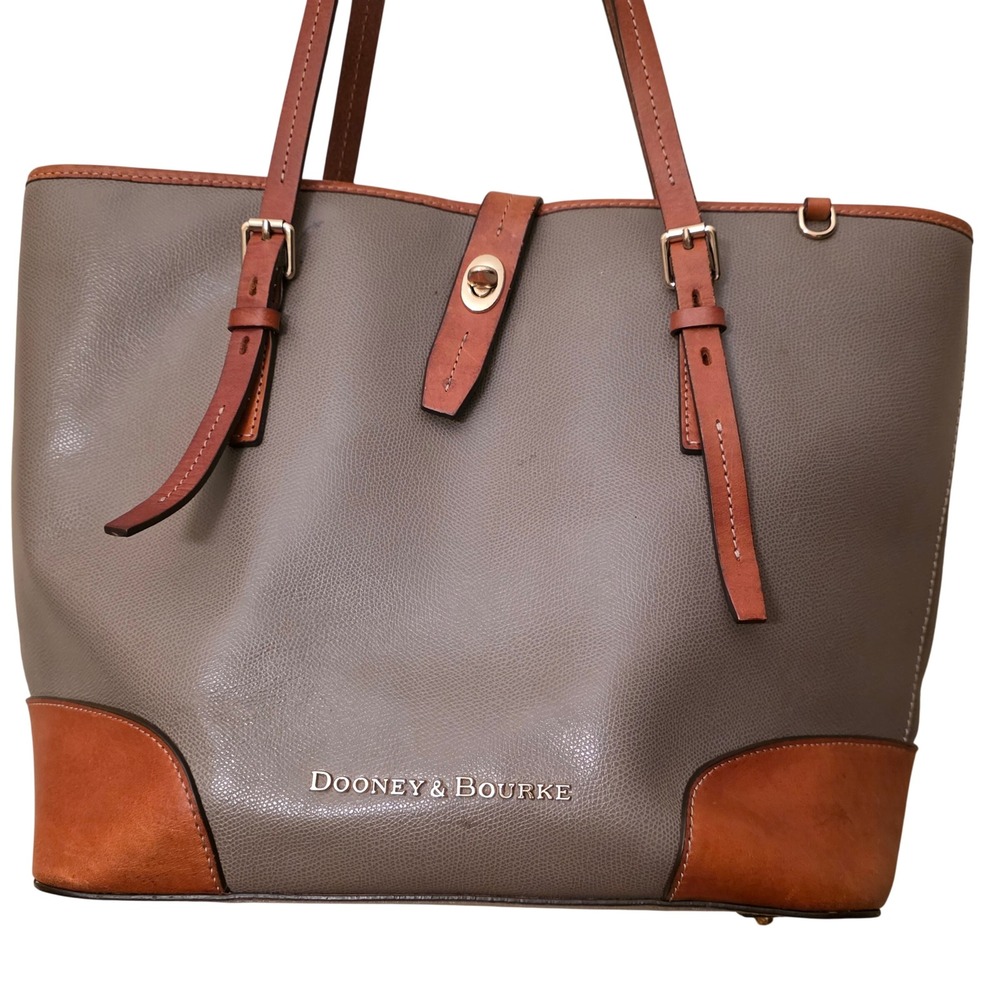 Dooney &‎ Bourke Taupe Grey Pebble Grain Leather Tote Claremont Dover